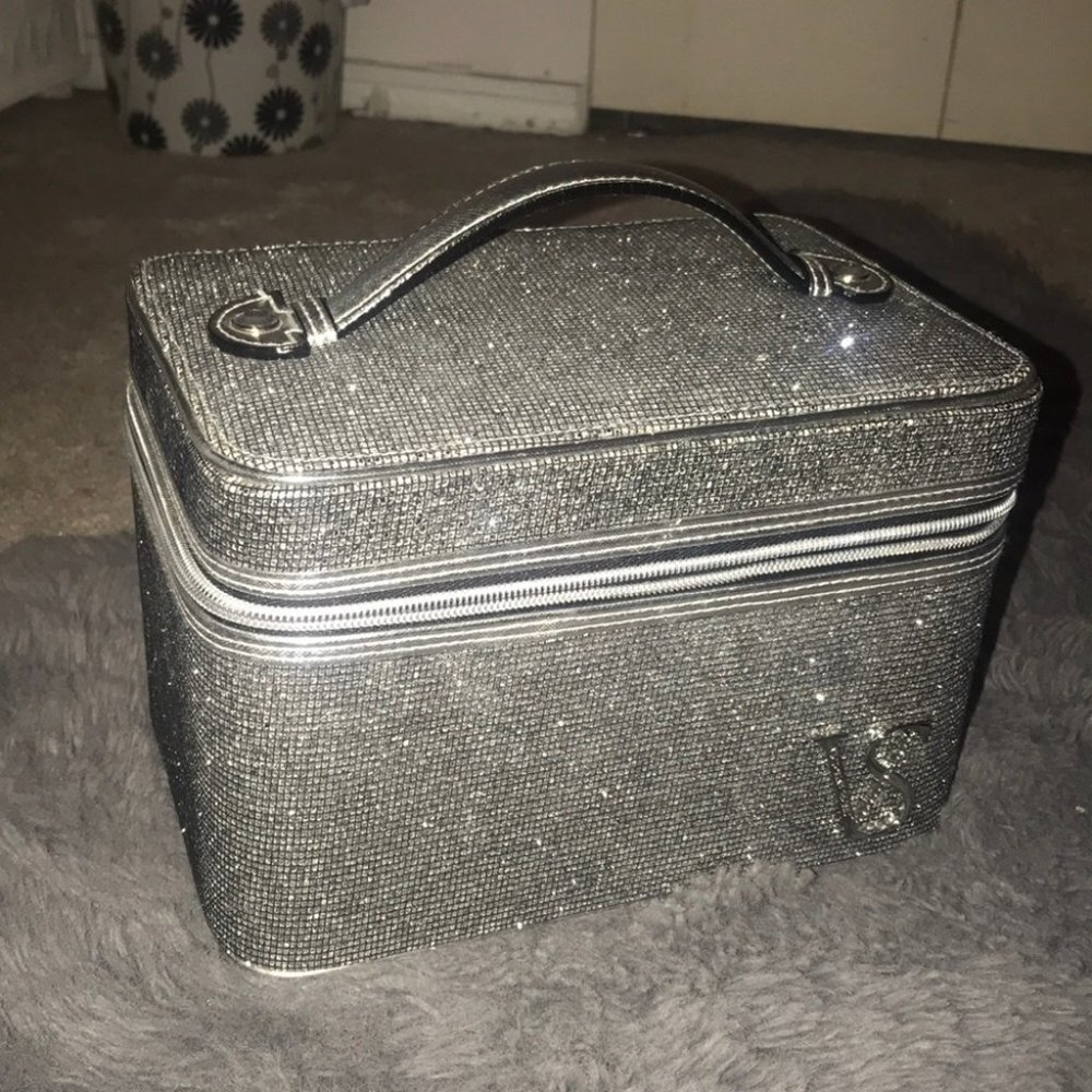 Victoria's Secret Makeup Case sparkly train case hard bag travel makeup skincare